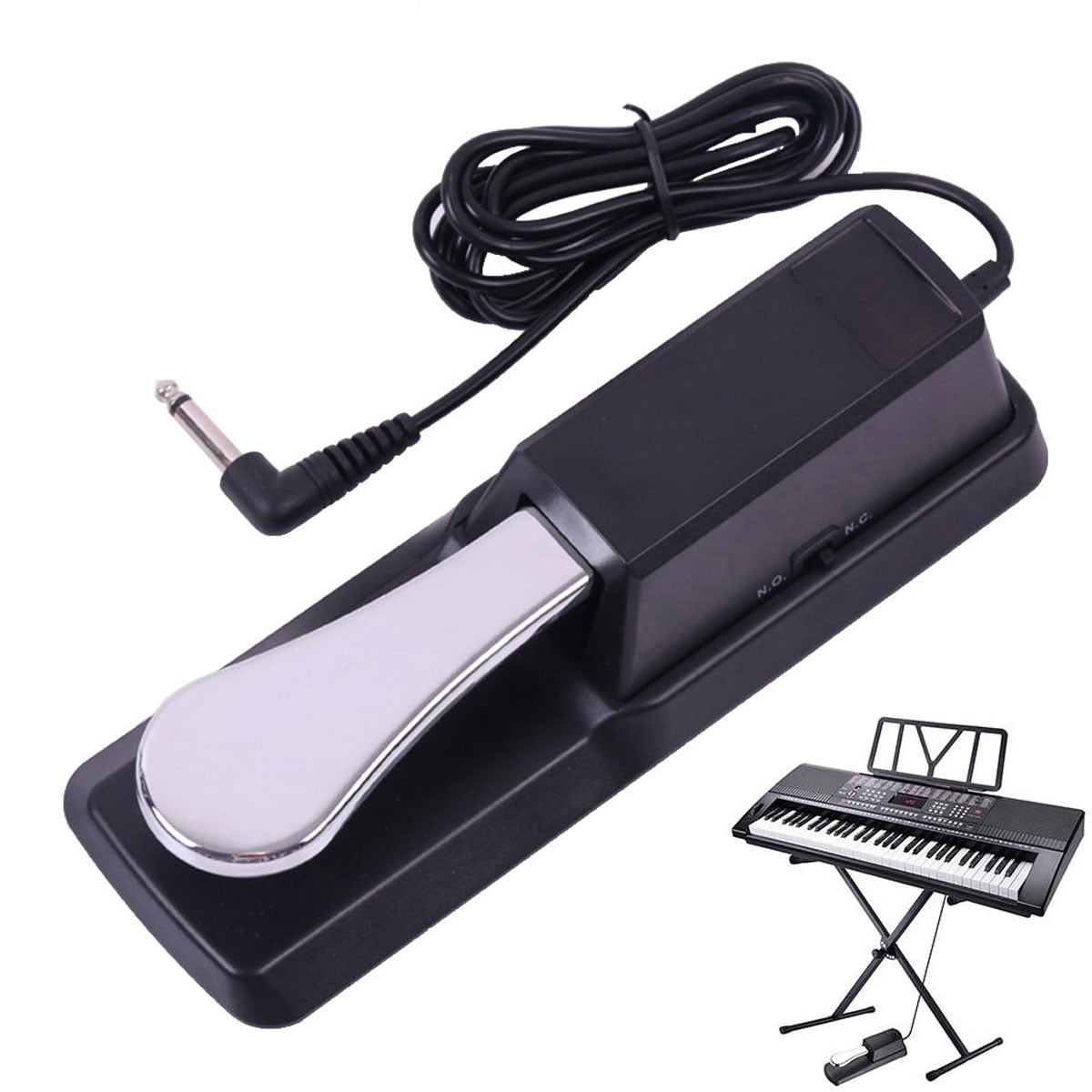 Universal Piano Keyboards Sustain Foot Pedal with Piano Style Action for Electronic Keyboards Digital Piano Compatible with Yamaha Korg (Black)