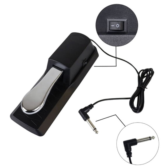 Universal Piano Sustain Pedal, 6.35mm (1/4 Inch) Jack Damper Pedal With Non-Slip Rubber Base, For Electric Digital Piano, Keyboard, Synthesizer, MIDI Controller