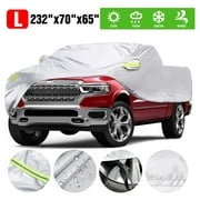 Universal Pickup Truck Covers Indoor Outdoor Waterproof Full Car Cover Sun UV Snow Rain Dust Resistant All Weather Protection, Size Large Fits Trucks up to 232"x70"x65"