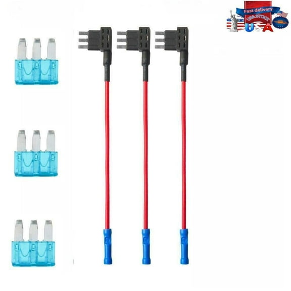 Universal Piece of 3 Car Fuse Tap 12V with 15A Micro3 ATL Blade Type Fuse