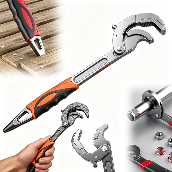 Universal Pipe Wrench, 10"/15" Self-Adjusting Water Pipe Wrenches Kit, Heavy Duty Multi-Function High-Carbon Steel One Hand Vise Wrench Set with Anti-Slip Grip for Plumb, HVAC, Auto Repair (1PC L)