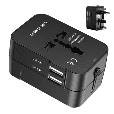 Universal Plug adapter Wordwide,International Travel Power Adapter,Europe Plug Charger Converter with Dual USB Ports for USA/UK/EU/AUS 200+ Countries