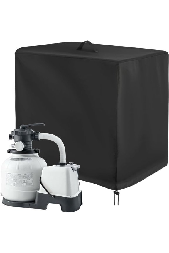 Universal Pool Sand Filter Cover- Waterproof 420D Oxford Tarpaulin with Drawstring & Zipper, Dust Proof Protection for Outdoor Pump Systems