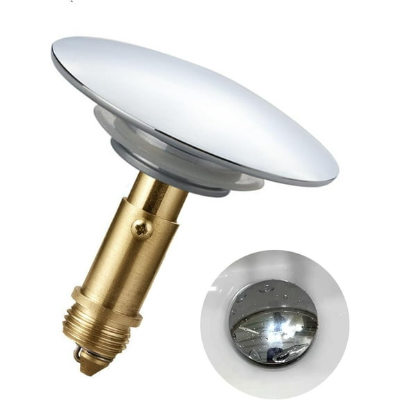 Universal Pop Up Sink Plug Drain Valve Sink Tap Brass Polished Lid Spring Motion for Vanity Sink Bathroom Tub (Diameter 66mm)