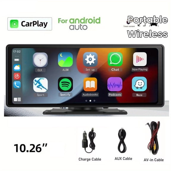 Universal Portable Car Stereo Wireless Carplay/Android Auto 10.26'' HD Touch Screen Car Play Screen
