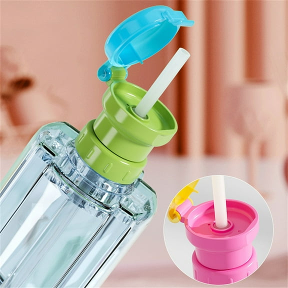 Universal Portable Choking Prevention Water Bottle Cap, Spill Proof Water Bottle Straw Caps For Juice Milk Water Bottle Twisting Cover Cap, Children, Clearance Items