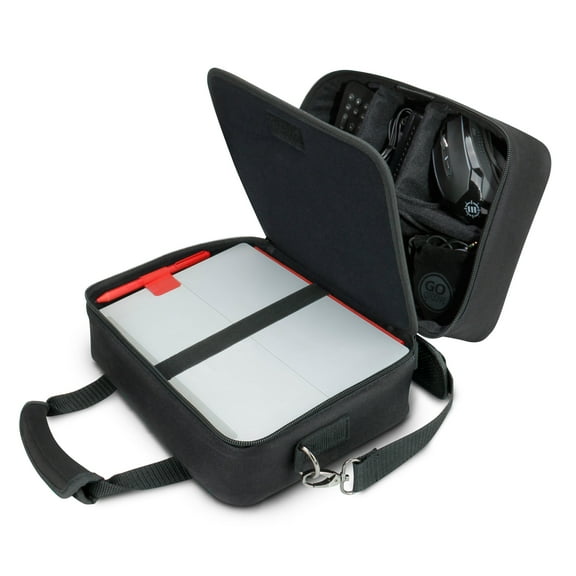 Universal Portable Electronics Carrying Case with Custom Storage Compartments , Adjustable Shoulder Strap & Padded Interior by USA GEAR Works w/ Tablets , Laptop Computers , Travel Projectors & More