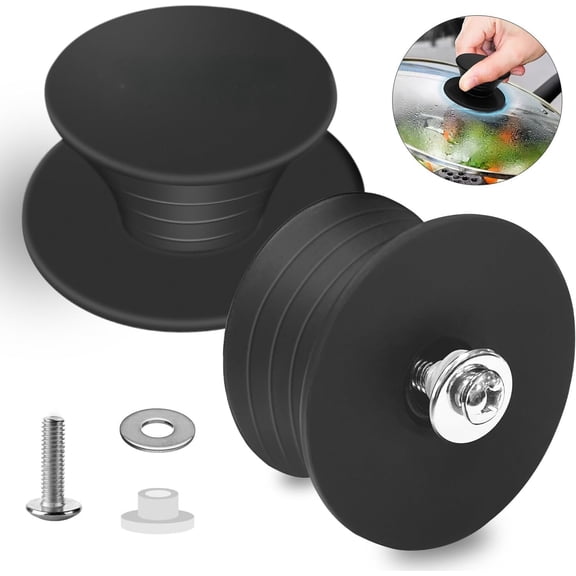 Universal Pot Lid Replacement Knob, 2 Packs Heat Resistant  Pan  Handles, Non-Slip Knobs with 3 Raised Coils for Kitchen Cookware ,  & Dishwasher Safe