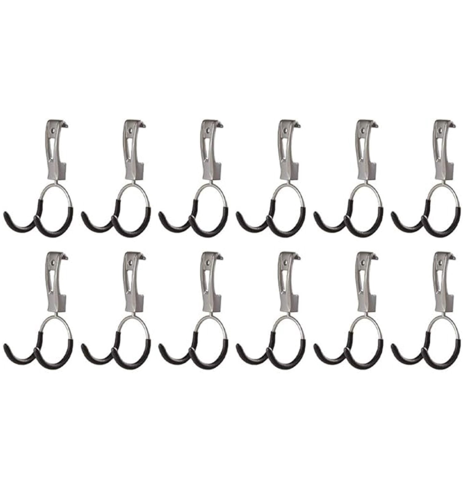 Image showcasing Universal Powder Coaded Metallic FastTrack Hanging Garage Hook Organizers for Ladder, Tool, and ...