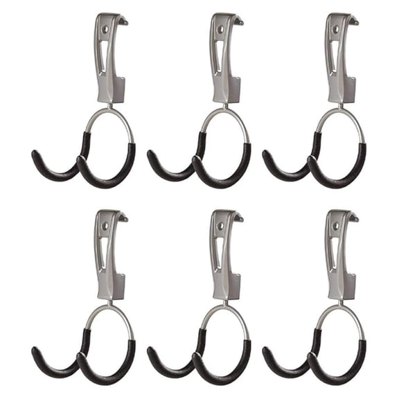 Universal Powder Coaded Metallic Fasttrack Hanging Garage Hook Organizers for Ladder, Tool, and Bike Storage (6 Pack)