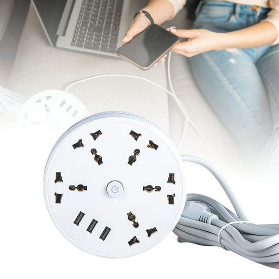 Universal Power Board Right Wrapped 5.9 Inch Extension Extendable Power Board With 5 Sockets And 3 USB Ports