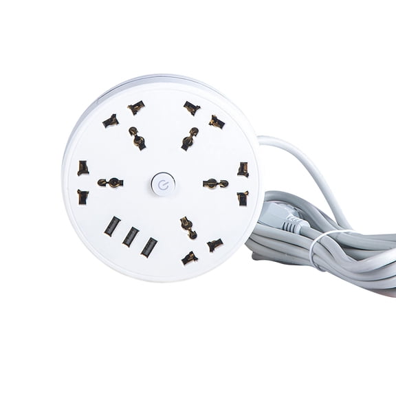 Universal Power Board with 5 AC Outlets and 3 USB Ports - 5.9 Inch Right Angle Extension Cord with Surge Protection