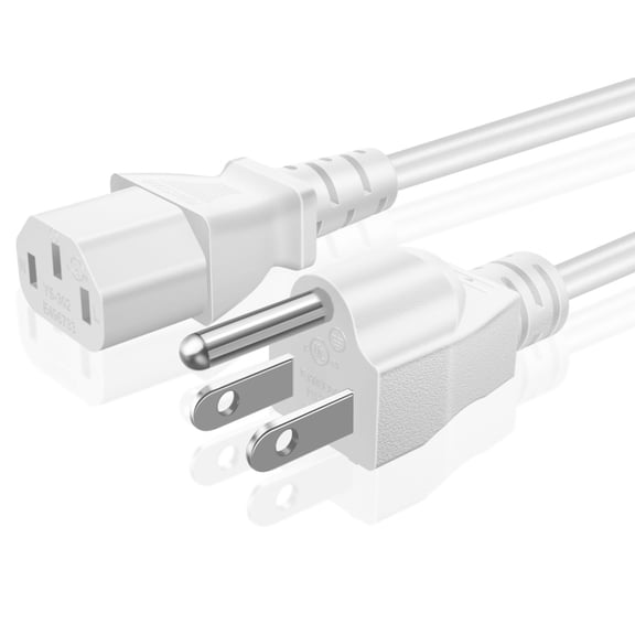 Universal Power Cord (3 Feet) - NEMA 5-15P to IEC320C13 Power Cable Wire Connector Socket Plug Jack - White