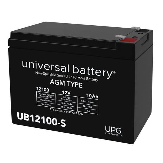 Universal Power Group Inc 86012 Terminal F2 RechargeIle Sealed Lead-Acid Battery 12 Volt, 10 Amp #UB12100-S