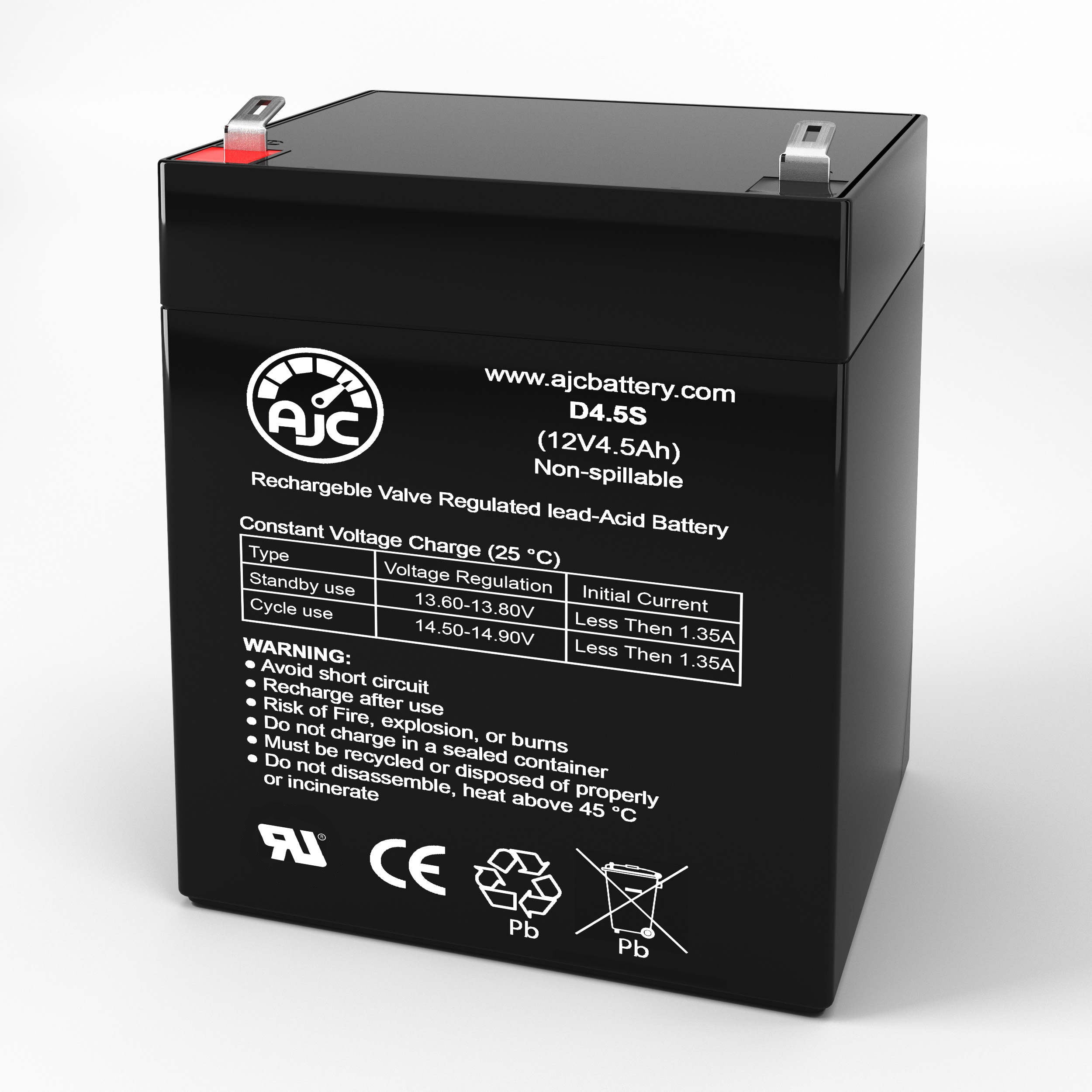 Universal Power Group UB1250 Replaces 4Ah 12V 4.5Ah Mobility Scooter Battery - This Is an AJC Brand Replacement - image 1 of 6