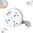 thumbnail image 1 of Universal Power Strip 5.9/9.2ft, Retractable Power Strip with 3 Outlets 3 USB Ports, Right Wrapped Around Extension Cord for Office,Travel, Hotels, Dormitory (1 pcs 9.2ft), 1 of 7