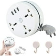 thumbnail image 1 of Universal Power Strip, 5.9ft Right Wrapped Around Extension Cord, Retractable Power Strip with 3 Outlets 3 USB Ports, Multiple Outlets Plug Adapter for Travel, 1 of 7
