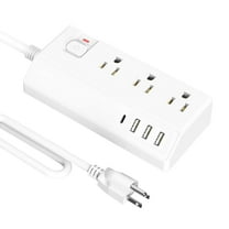 Universal Power Strip Extension Cord US Standard 2500W Power Strip Household Extension Board Socket With Control Buttons 3 Socket 4 USB Ports Plug Board