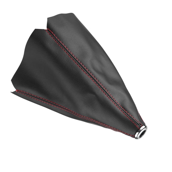 Universal Premium Black PU Leather Gear Shift Knob Cover with Red Stitching Upgrade Your Vehicle Interior Dust-Proof Manual Transmission Gaiter Boot Protector 5.9 inches / 15 cm