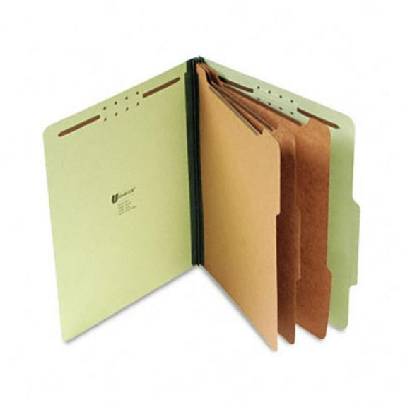 Universal Pressboard Classification Folder- Gray-Green - Letter Size - 8 Sections - 10/Box