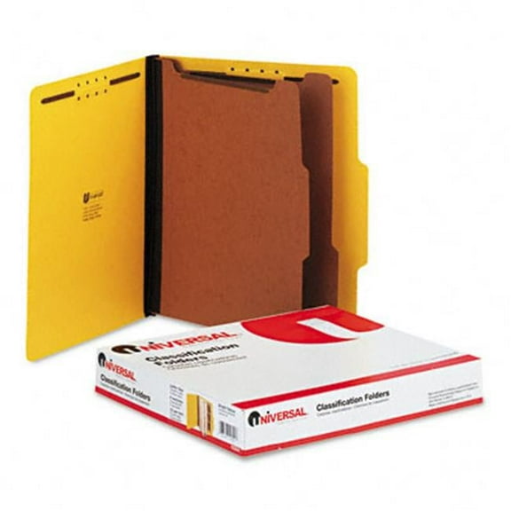 Universal Pressboard Classification Folders Letter 6-Section Yellow 10/box