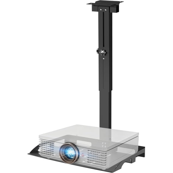 Universal Projector Ceiling Mount with Tray, 14.8-24.8IN / 37.5-63CM Height Adjustable Projector Shelf Tray Mount