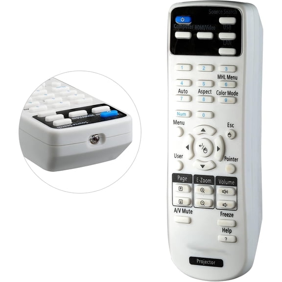 Projector Remote Control fit for All EPSON POWERLITE 108 1286 2042 2142W 2247U 970 980W 990U S39 W39 X39, EH-TW610, EH-TW650, EX3260, EX5260, H840A, HOME CINEMA 1060, VS250, VS350, VS355