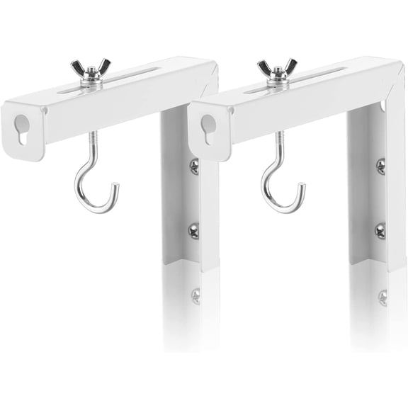 Universal Projector Screen Wall Mount L-Brackets Hanging 6 inch Adjustable Extension Mounting Hooks for Projection up to 66 lbs, 30 kg Capacity Each, PRL001, White (1 Pair)