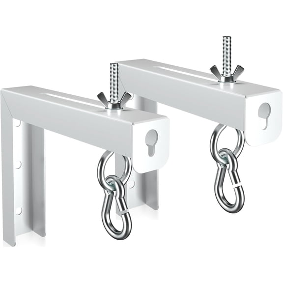 Universal Projector Screen Wall Mount L-Brackets Hanging Ceiling Mount, 6 ih Adjustable Extension with Hook for Home and Movie Screens, Hold up to 66 lbs, White PRL003W