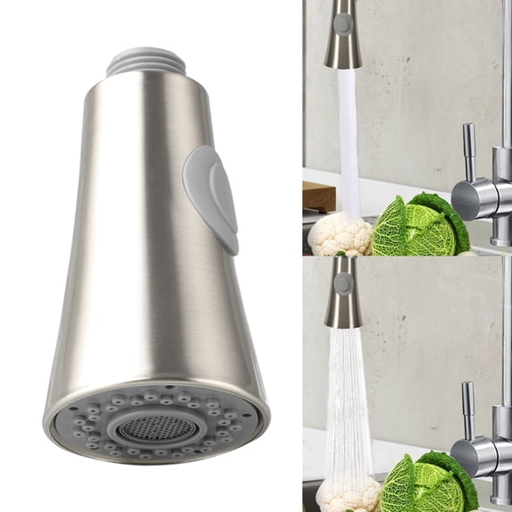Universal Pull Down Kitchen Faucet Sprayer Head Replacement Pull Out Kitchen Faucet Spray Head Bruhsed Nickel 2 Function Sprayer Aerated Flow Powerful Spray Water Saving, Brushed Nickel