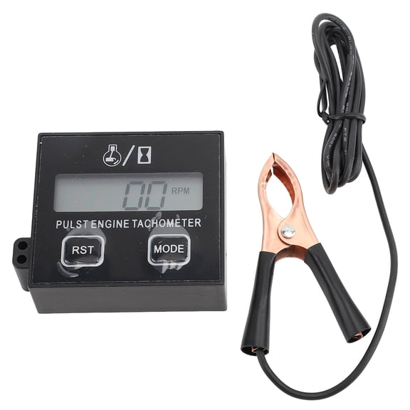 Universal Pulse Engine Tachometer and Hour Meter with Digital LCD Display 30000RPM Max Speedometer for Small Gas Engines Lawnmower Chainsaw Marine ATV Tractor Generator Cropper Snowmobile, 2.75 in