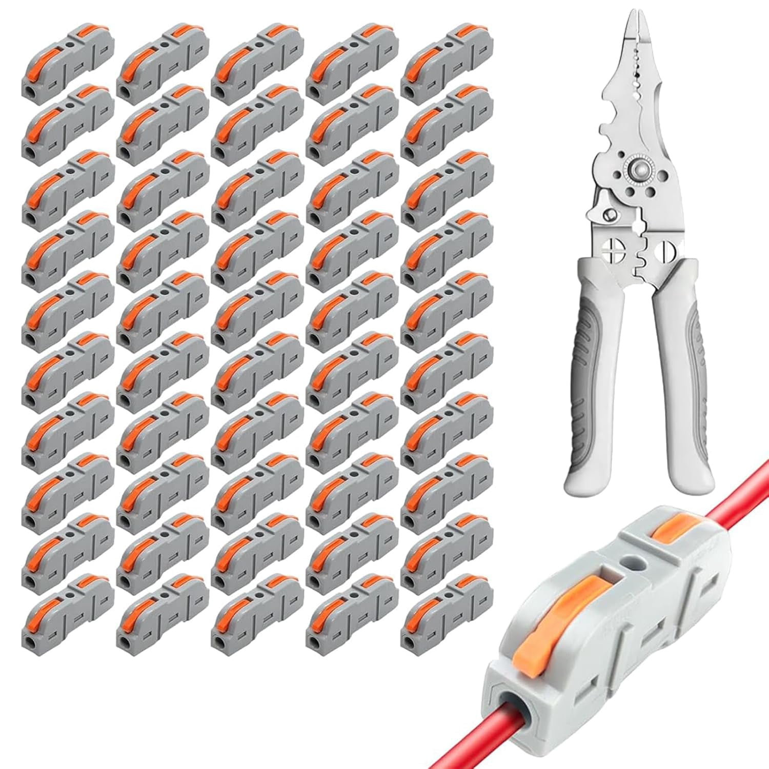 Universal Quick Lever Electrical Wire Connectors (24-12 Awg), 2026 New Lever Wire Connectors Kit with Wire Stripper, Electrical Wire Butt Splice Inline Terminals for Home Electrical DIY