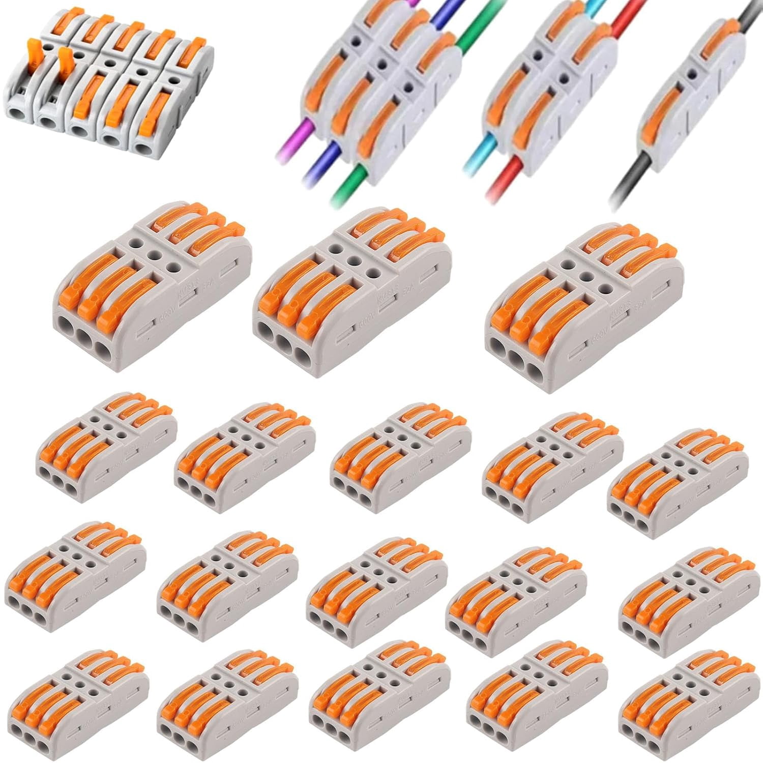 Universal Quick Lever Electrical Wire Connectors,28-12 Awg Mini Quick Connectors Push-in,1 in 1 Out Electrical Wire Butt Splice Inline Terminals,Household Electrical Connectors Flame Retardant (#C)