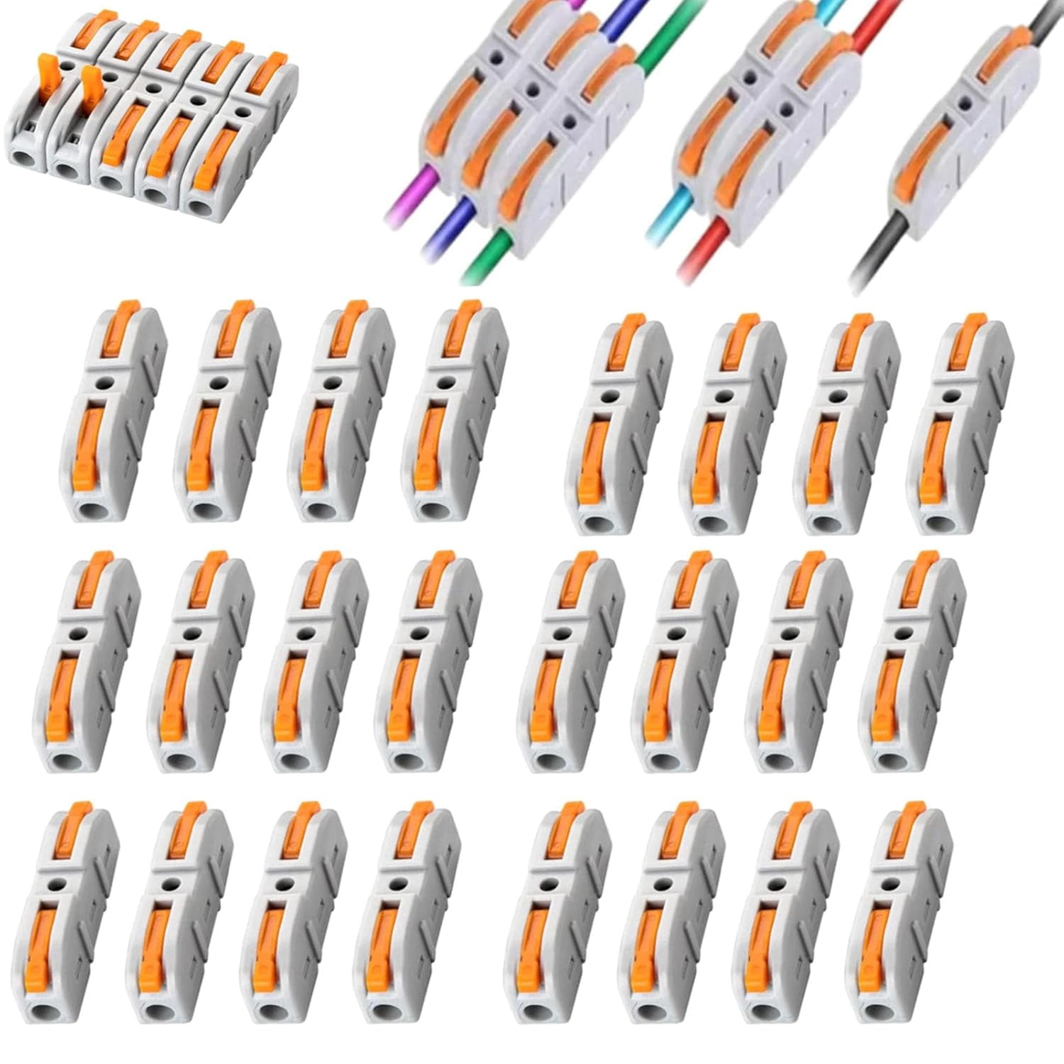 Universal Quick Lever Electrical Wire Connectors,28-12 Awg Mini Quick Connectors Push-in,1 in 1 Out Electrical Wire Butt Splice Inline Terminals,Household Electrical Connectors Flame Retardant (#A)