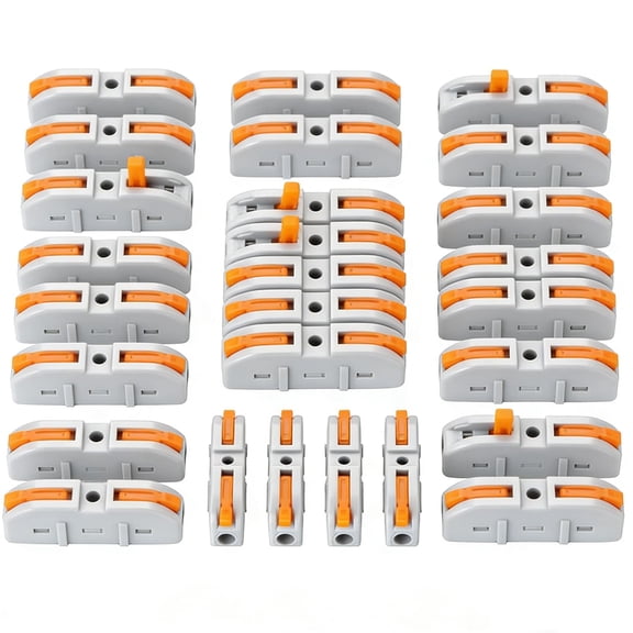 Universal Quick Lever Electrical Wire Connectors, Mini Quick connectors Push-in with Wire Stripper, 1 in 1 Out, Electrical Wire Butt Splice Inline Terminals, 24-12 AWG