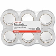 Universal Quiet Tape Box Sealing Tape, 48mm x 100m, 3" Core, Clear, 6/Pack -UNV73000