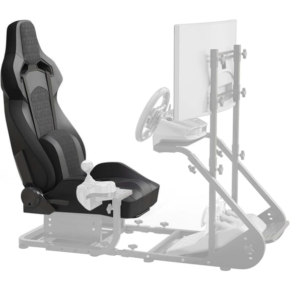 Universal Racing Seat with Adjustable Backet, Bucket Seat with Double Lock Slide for Universal Racing Simulator Cockpits, PU Leather (Black)