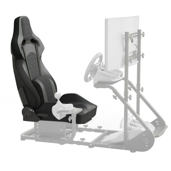 Universal Racing Simulator Cockpit with Reclining Bucket Seat Adjustable Locking Slider for Fanatec Logitech Thrustmaster PS5 Xbox PC Gaming