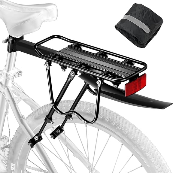 Universal Rear Bicycle Rack with Fender, Quick Release, Large Capacity and Reflective Safety Design