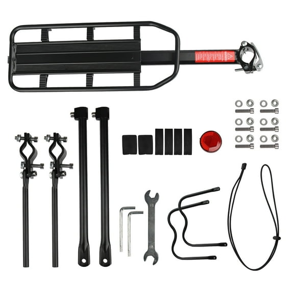 Universal Rear Bike Carrier Rack - Black Metal, 20.4" Length, 5.9" Width, 110lb Capacity