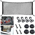 thumbnail image 1 of Universal Rear Trunk Storage Net, Double Layer Elastic Adjustable Nylon Trunk Organizer 90.2 x 40.9 cm with Hooks and Screws SUV Truck, 1 of 5