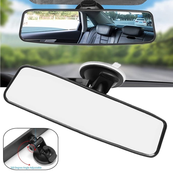 Universal Rear View Mirror Wide Angle HD Interior Car Mirror with Suction Cup 360 Degree Adjustable Stick On Rearview Mirror for Cars SUVs Trucks Vans Boats Enhanced Visibility
