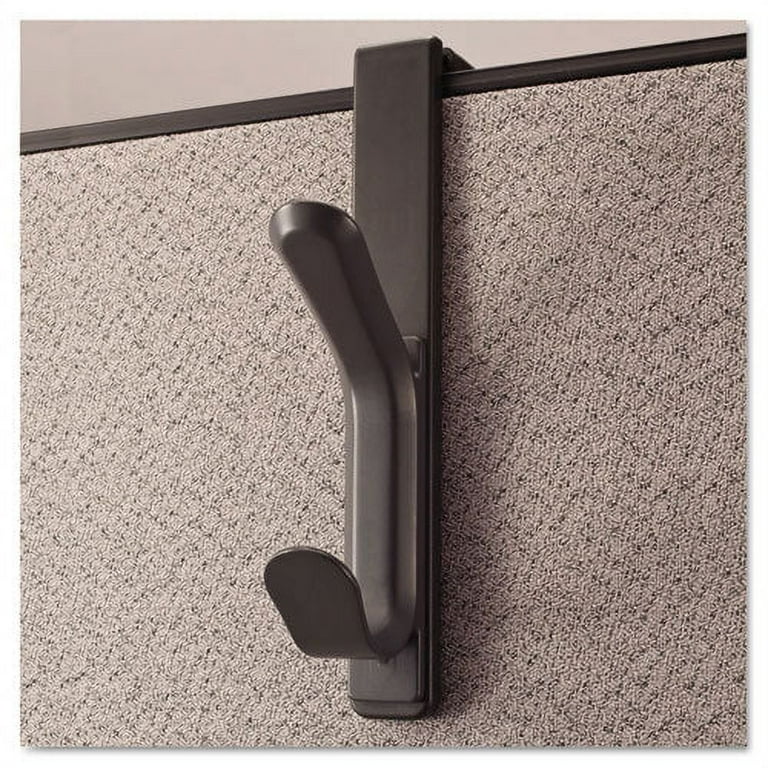 Recycled Cubicle Double Coat Hook, Plastic, Charcoal Recycled Cubicle Double Coat Hook, Plastic, Charcoal