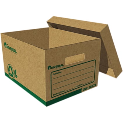 Universal Recycled Record Storage Box, Letter, 12 x 15 x 10, Kraft, 12/Carton