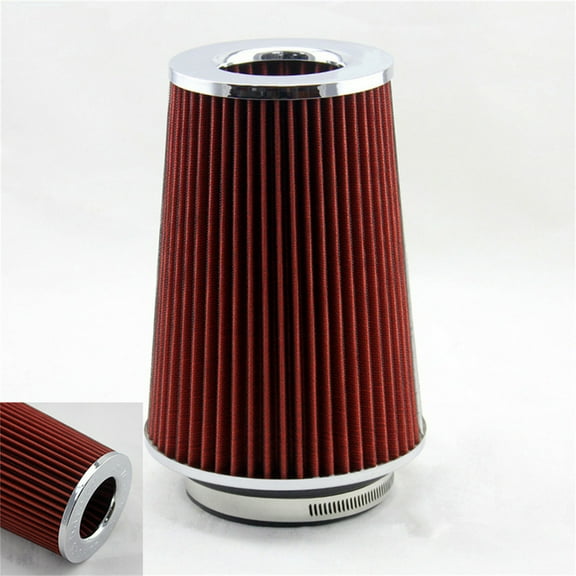 Universal Red 3" Inlet Car Truck Long Ram Cold Air Intake Filter Cone KN Types