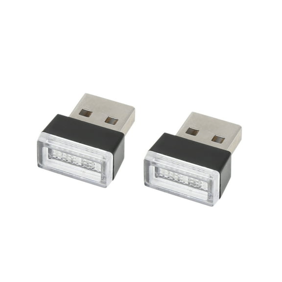 Universal Red USB LED Atmosphere Light Car Night Decoration Lamp Interior Ambient Lighting 2 Pcs