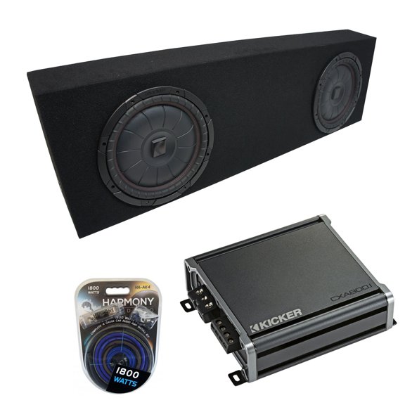 Universal Regular Cab Truck Kicker CompVT CVT10 Dual 10" Black Sub Box & CXA8001