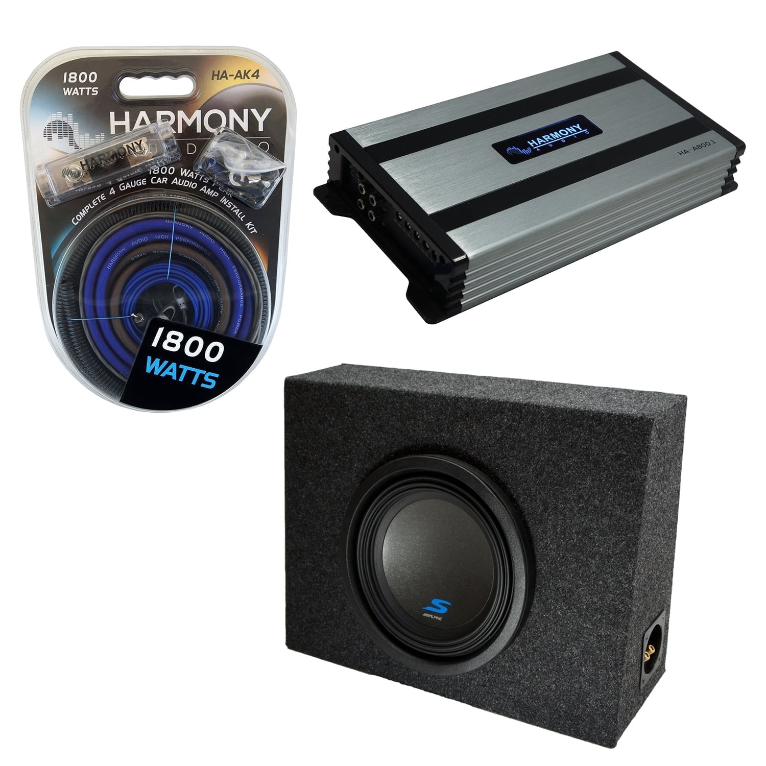 Universal Regular Standard Cab Alpine S-W10D4 Single 10 Sub Box & HA ...
