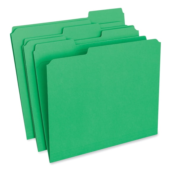 Universal Reinforced Top-Tab File Folders, 1/3-Cut Tabs, Letter Size, Green, 100/Box (16162)