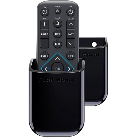 Universal Remote Control Holders (2 Pack) Attach to Wall or Back of TV Compatible with All TV Remotes (Premium Black, Medium)